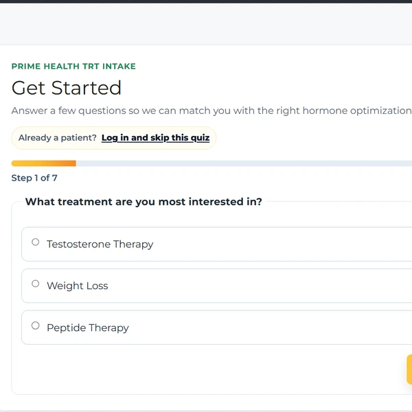 Prime Health get started quiz preview